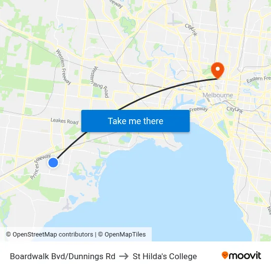 Boardwalk Bvd/Dunnings Rd to St Hilda's College map