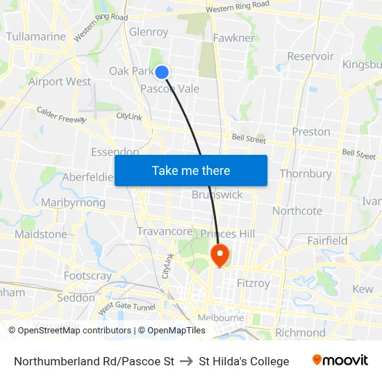 Northumberland Rd/Pascoe St to St Hilda's College map