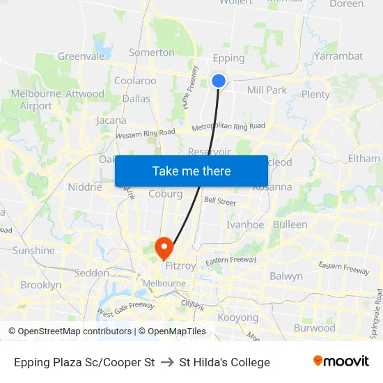 Epping Plaza Sc/Cooper St to St Hilda's College map