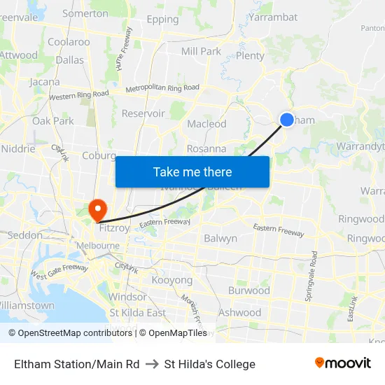 Eltham Station/Main Rd to St Hilda's College map