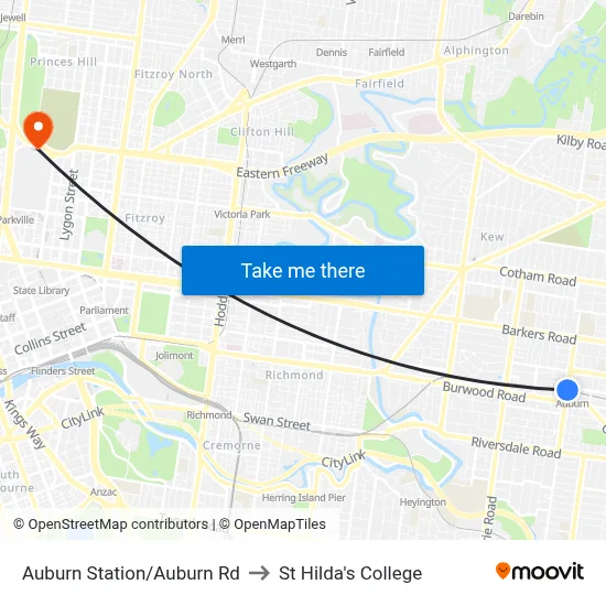 Auburn Station/Auburn Rd to St Hilda's College map