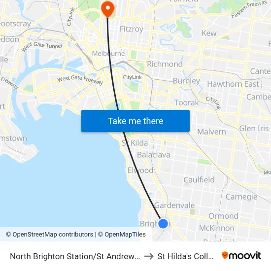 North Brighton Station/St Andrews St to St Hilda's College map