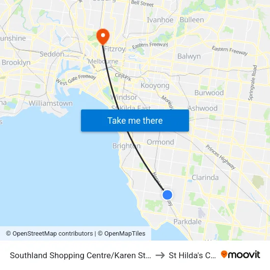 Southland Shopping Centre/Karen St to St Hilda's College map