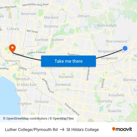 Luther College/Plymouth Rd to St Hilda's College map