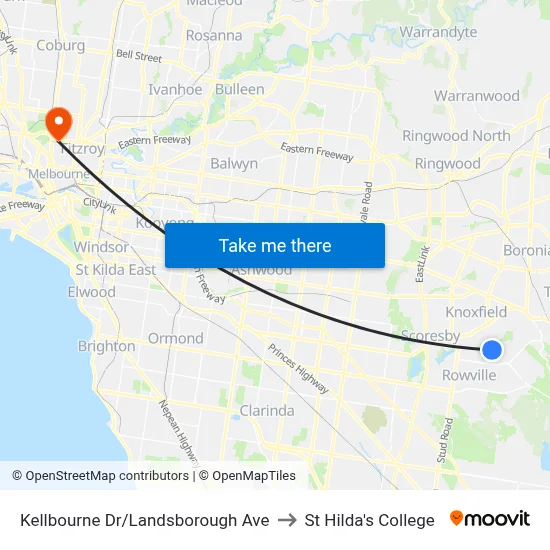 Kellbourne Dr/Landsborough Ave to St Hilda's College map