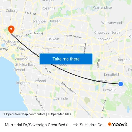 Murrindal Dr/Sovereign Crest Bvd to St Hilda's College map