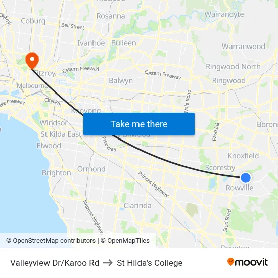 Valleyview Dr/Karoo Rd to St Hilda's College map