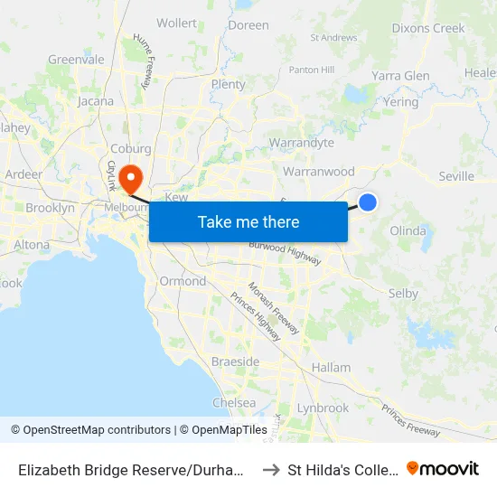 Elizabeth Bridge Reserve/Durham Rd to St Hilda's College map