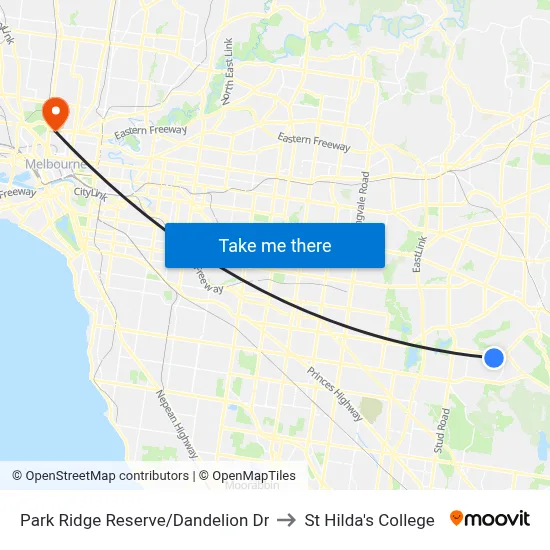 Park Ridge Reserve/Dandelion Dr to St Hilda's College map