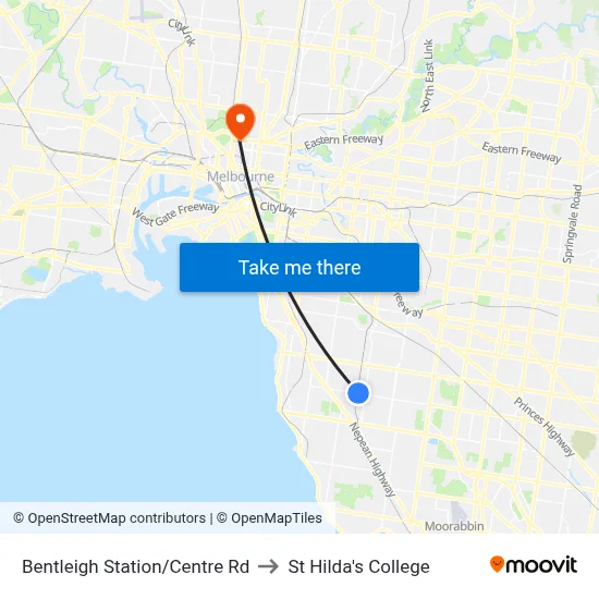 Bentleigh Station/Centre Rd to St Hilda's College map
