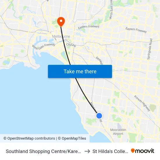 Southland Shopping Centre/Karen St to St Hilda's College map