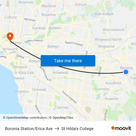 Boronia Station/Erica Ave to St Hilda's College map