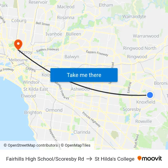 Fairhills High School/Scoresby Rd to St Hilda's College map
