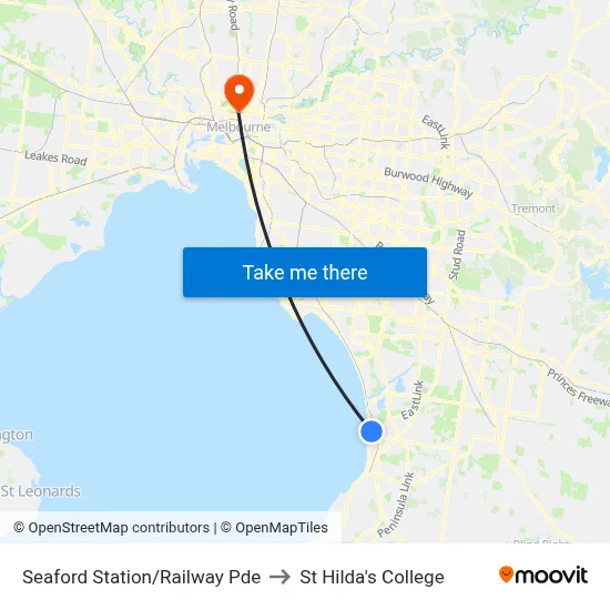 Seaford Station/Railway Pde to St Hilda's College map