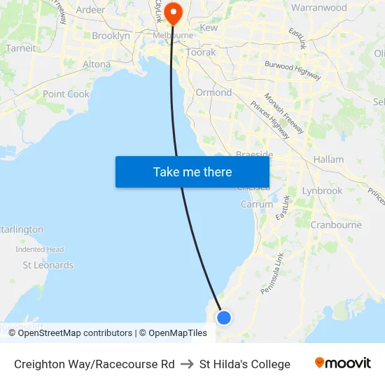 Creighton Way/Racecourse Rd to St Hilda's College map
