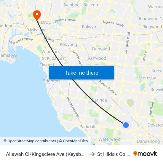 Allawah Cl/Kingsclere Ave to St Hilda's College map