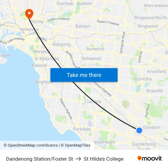 Dandenong Station/Foster St to St Hilda's College map