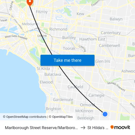 Marlborough Street Reserve/Marlborough St to St Hilda's College map