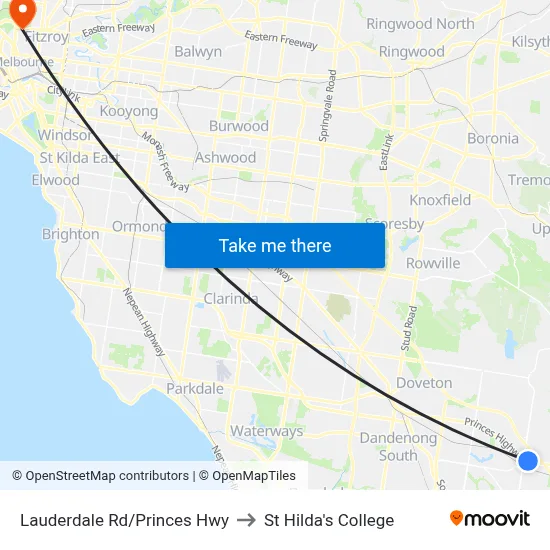 Lauderdale Rd/Princes Hwy to St Hilda's College map