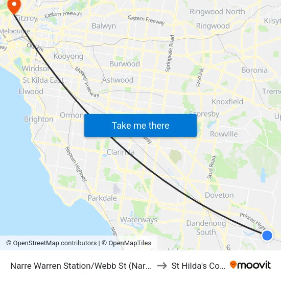 Narre Warren Station/Webb St to St Hilda's College map