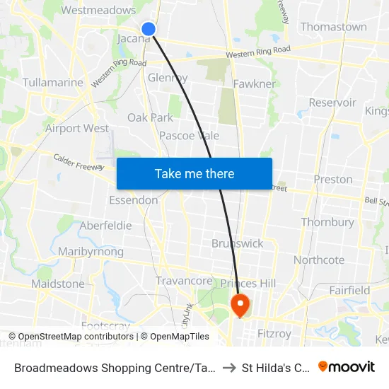 Broadmeadows Shopping Centre/Tanderrum Way to St Hilda's College map