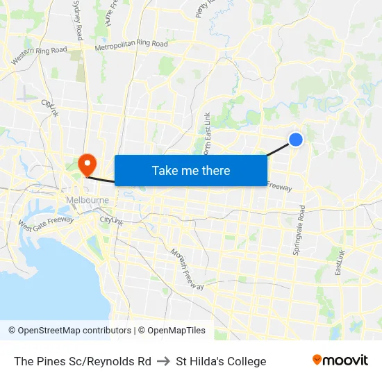 The Pines Sc/Reynolds Rd to St Hilda's College map