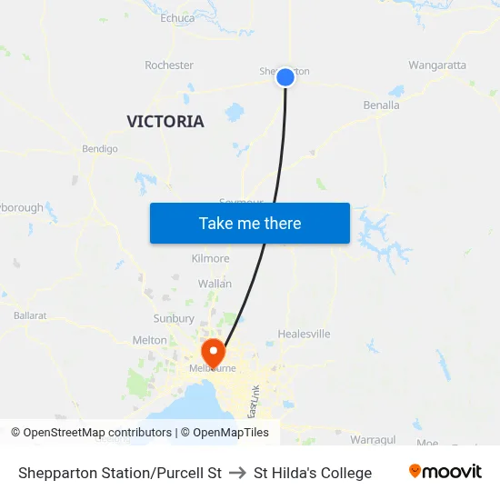 Shepparton Station/Purcell St to St Hilda's College map