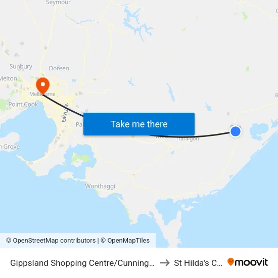Gippsland Shopping Centre/Cunninghame St to St Hilda's College map