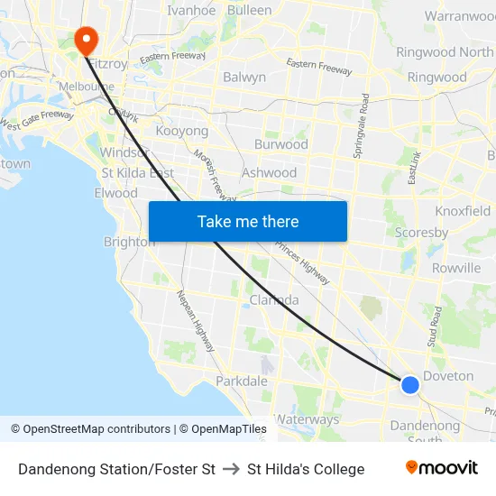 Dandenong Station/Foster St to St Hilda's College map