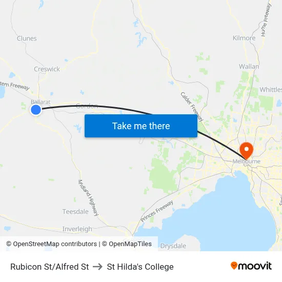 Rubicon St/Alfred St to St Hilda's College map
