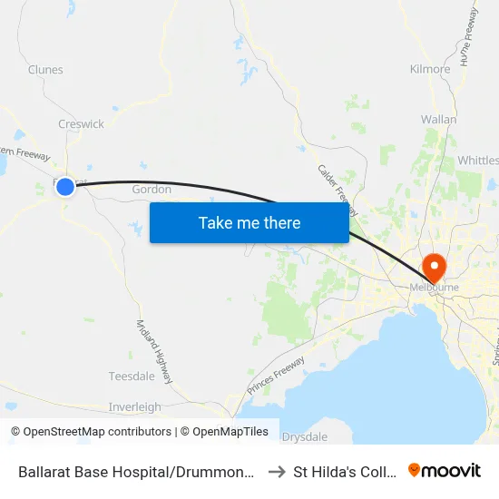 Ballarat Base Hospital/Drummond St N to St Hilda's College map