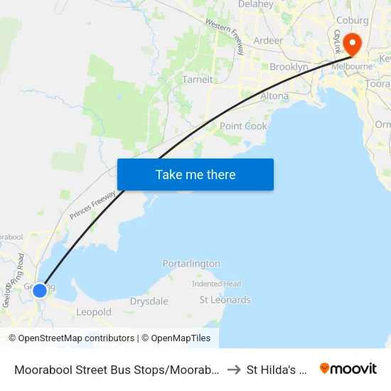 Moorabool Street Bus Stops/Moorabool St to St Hilda's College map
