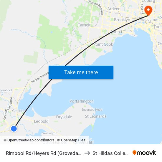 Rimbool Rd/Heyers Rd (Grovedale) to St Hilda's College map