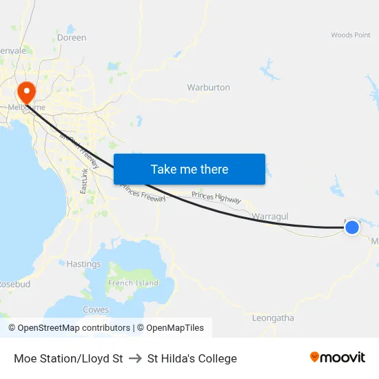 Moe Station/Lloyd St to St Hilda's College map