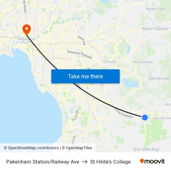 Pakenham Station/Railway Ave to St Hilda's College map