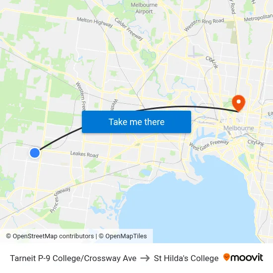 Tarneit P-9 College/Crossway Ave to St Hilda's College map