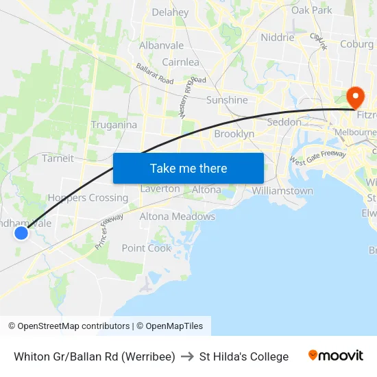 Whiton Gr/Ballan Rd to St Hilda's College map