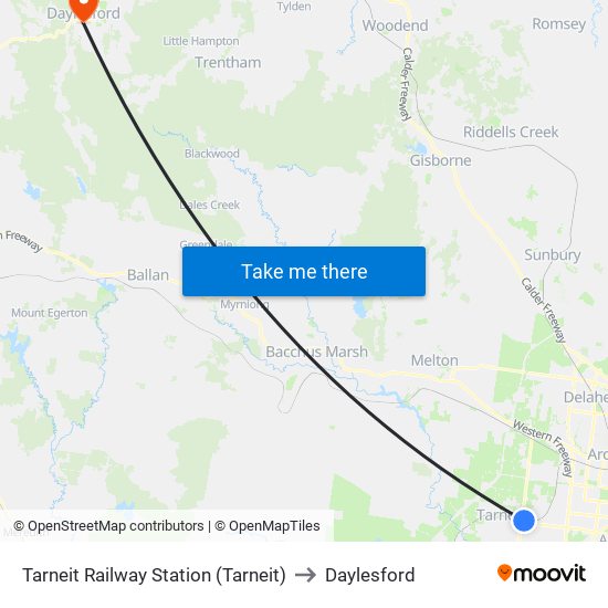 Tarneit Railway Station (Tarneit) to Daylesford map