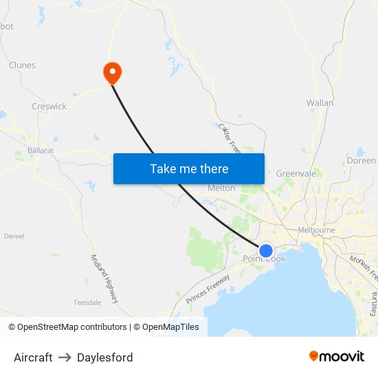 Aircraft to Daylesford map