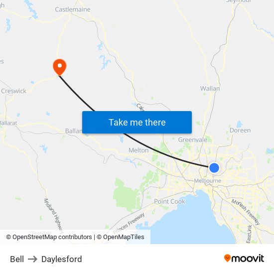 Bell to Daylesford map
