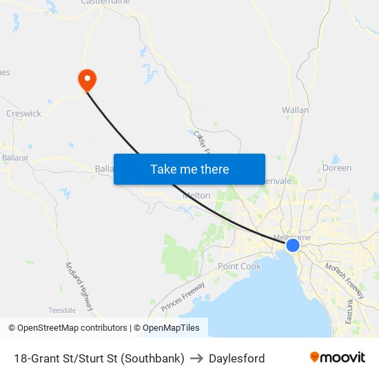 18-Grant St/Sturt St (Southbank) to Daylesford map