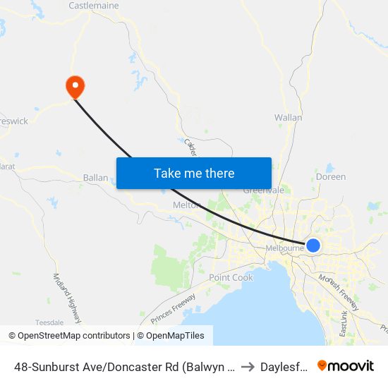 48-Sunburst Ave/Doncaster Rd (Balwyn North) to Daylesford map