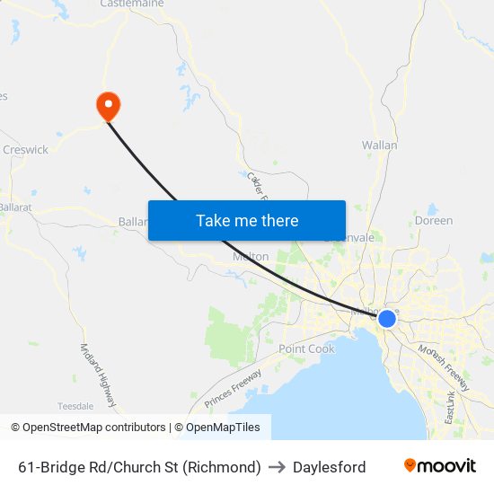 61-Bridge Rd/Church St (Richmond) to Daylesford map