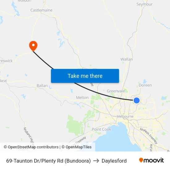 Taunton Dr/Plenty Rd #69 to Daylesford map