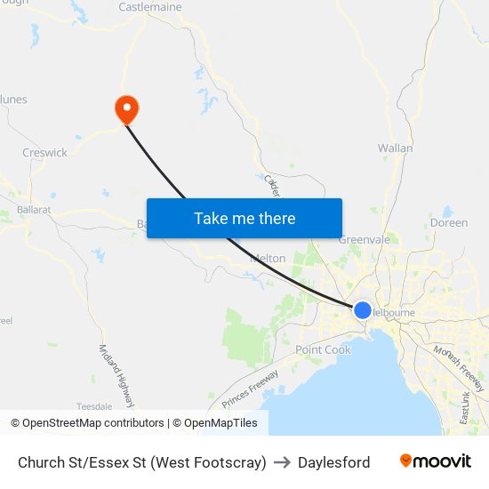 Church St/Essex St (West Footscray) to Daylesford map