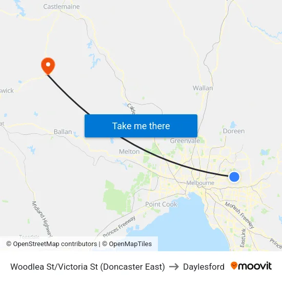 Woodlea St/Victoria St to Daylesford map
