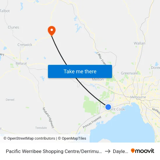 Pacific Werribee Shopping Centre/Derrimut Rd to Daylesford map