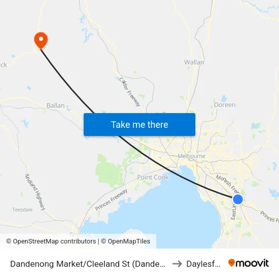 Dandenong Market/Cleeland St to Daylesford map