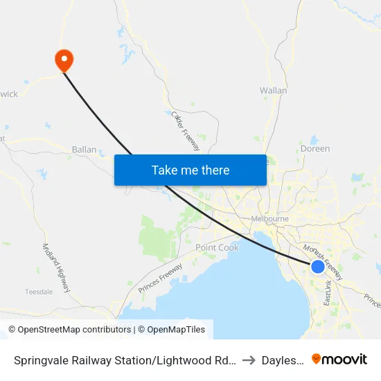 Springvale Railway Station/Lightwood Rd to Daylesford map