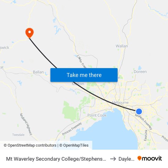 Mt Waverley Secondary College/Stephensons Rd (Mount Waverley) to Daylesford map